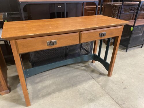 Sander Brown with Green Accents Side Table