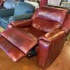 Wide Red Leather Power Recliner Chair