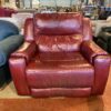 Wide Red Leather Power Recliner Chair
