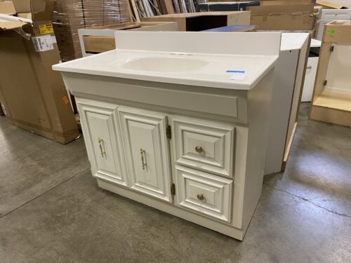 Modern White Overhang Bathroom Vanity