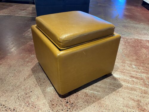 NEWPACIFIC Cameron Mustard Yellow Bonded Leather Storage Ottoman