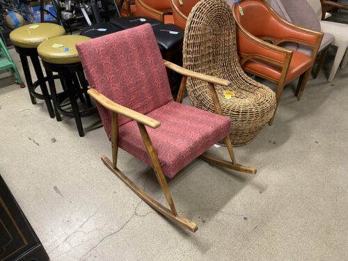 Mid-Century Modern Ruby Red Rocking Chair