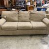 Beige Fabric Slanted Arm 3 Seater Sofa