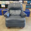 BARCALOUNGER Dusty Blue Studded Leather Lean-Back Recliner