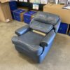 BARCALOUNGER Dusty Blue Studded Leather Lean-Back Recliner