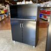 Black Adjustable Shelf Microwave Cabinet
