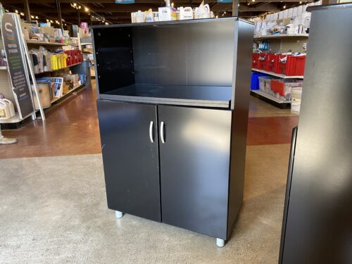 Black Adjustable Shelf Microwave Cabinet