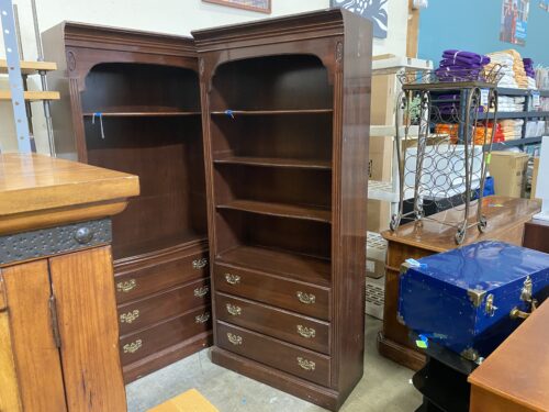 ETHAN ALLEN Dark Oak Look Display Shelf with Drawers