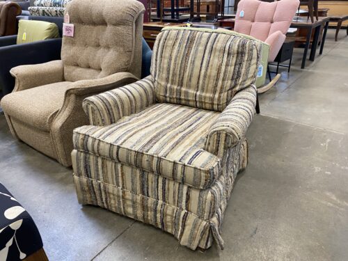 Stripes of Colored Thread Skirted Accent Chair