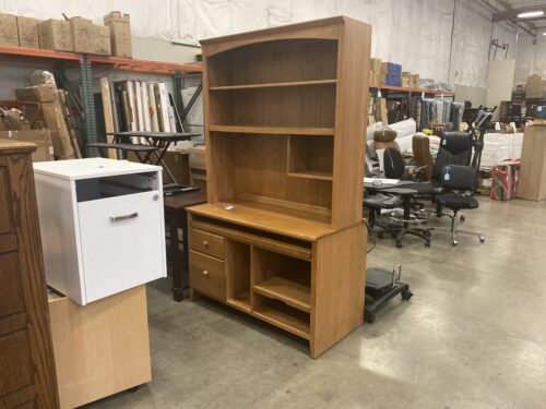 Light Wood Hutch Topped Desk