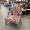 Blue Wood Framed Floral Patterned Arm Chair