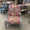 Blue Wood Framed Floral Patterned Arm Chair