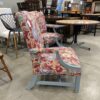 Blue Wood Framed Floral Patterned Arm Chair