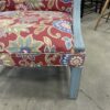 Blue Wood Framed Floral Patterned Arm Chair
