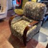 Circle Pattern Push Back Recliner with Wooden Arms