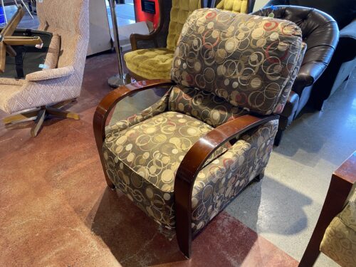 Circle Pattern Push Back Recliner with Wooden Arms