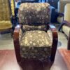 Circle Pattern Push Back Recliner with Wooden Arms