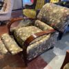 Circle Pattern Push Back Recliner with Wooden Arms