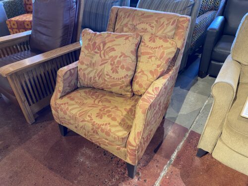 Leaf Embroidered Arm Chair with 2 Pillows
