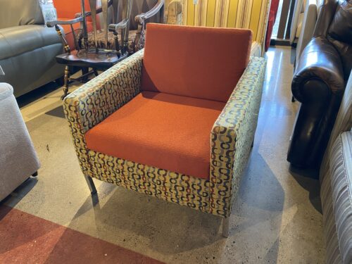 Geometric Print Orange Square Chair