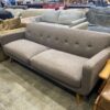 Modern Tan Grey Tufted Loveseat