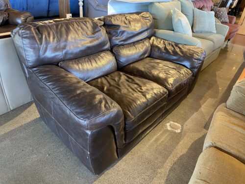 Brown Leather 2 Seater Couch