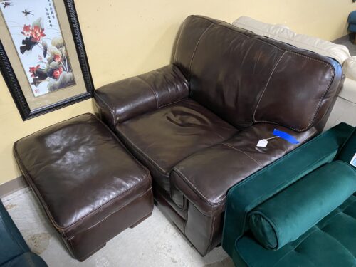Leatherbound Sofa Chair with Ottoman