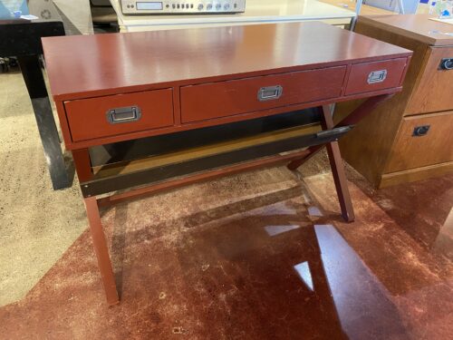 Cross Beam Leg 3 Drawer Red Desk