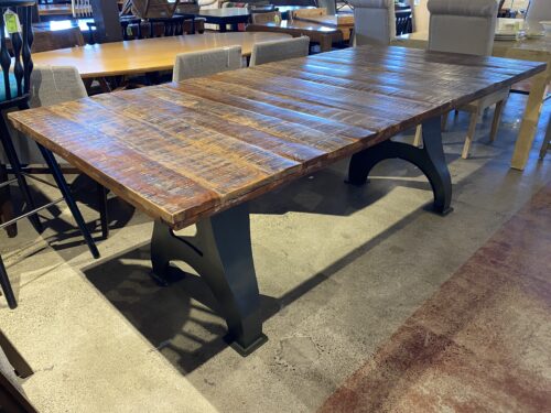 Refined Rustic Expansive Metal Leg Dining Table