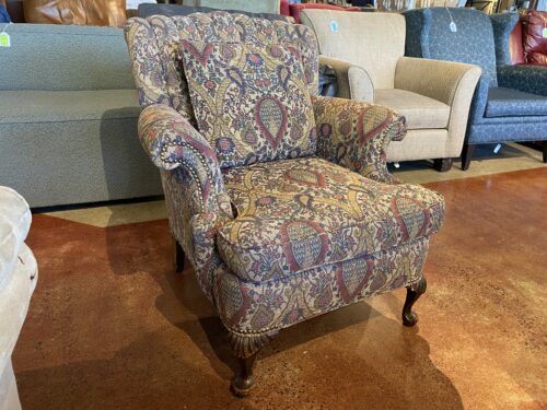 Old School Patterned Parlor Chair w/ Pillow