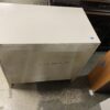 Compact White 4 Drawer Dresser with Red Knobs