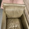 CRATE AND BARREL Distressed Beige Leather Chair with Ottoman