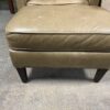 CRATE AND BARREL Distressed Beige Leather Chair with Ottoman