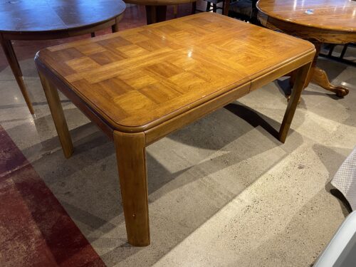 Wood Parquetry Table with Rounded Corners