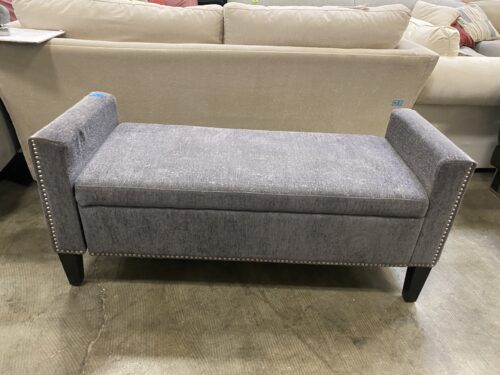 Large Grey Tufted Storage Ottoman