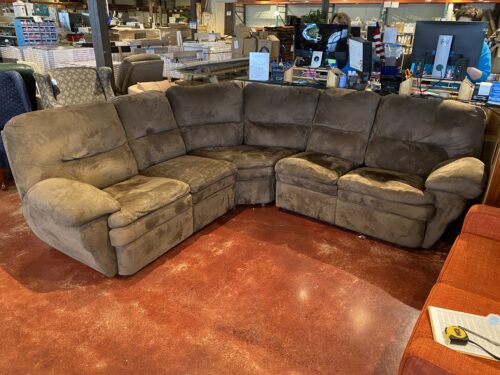 Brown Plush Fabric 1 Recliner Sectional