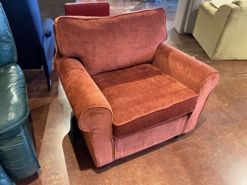 Burnt Orange Crushed Velvet Arm Chair