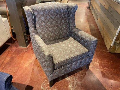 Brown and Blue Mosaic Pattern Armchair