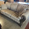 Tan Striped 3-Seater Sofa
