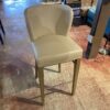 Beige Leather Round Back Bar Stool