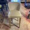 Beige Leather Round Back Bar Stool