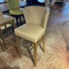 Beige Leather Round Back Bar Stool