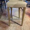 Beige Leather Round Back Bar Stool