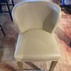 Beige Leather Round Back Bar Stool