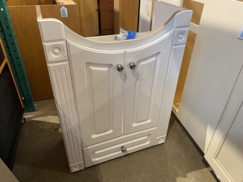 White Vanity Cabinet with Decorative Molding
