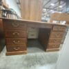 Wood Burled 3 Piece Desk with Granite Insert