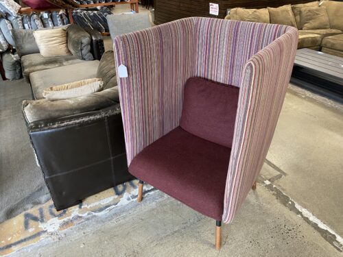 Purple and Red Bucket Chair with Peg Legs