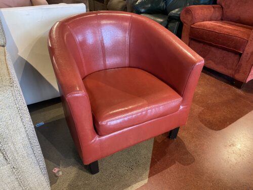 Red Leather Curved Chair