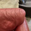 Burgundy Leather Roll Arm Loveseat