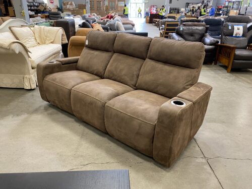 Russet Brown Faux Leather Electric Recliner Sofa